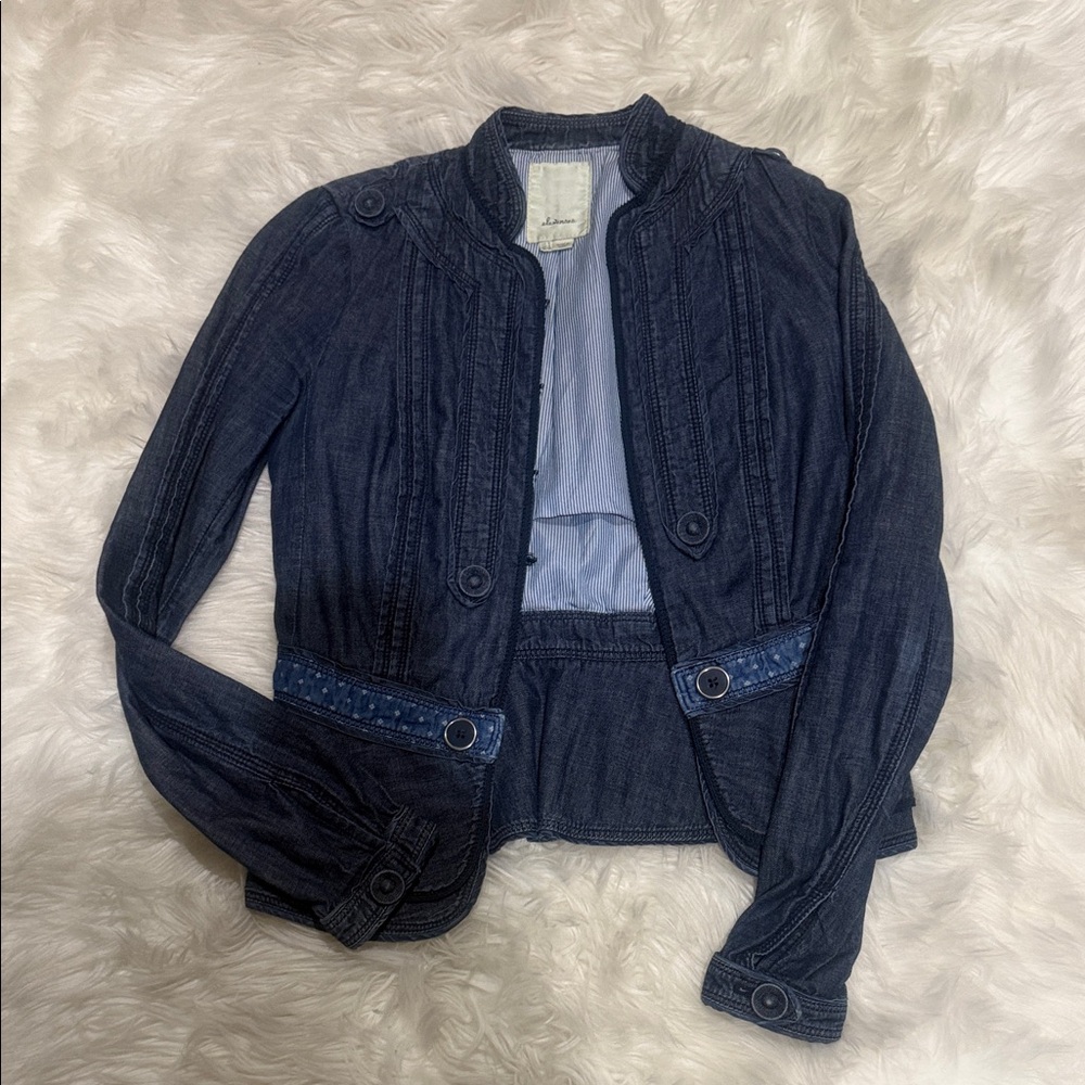 Elevenses Dark Blue Jean Jacket with Button Accents